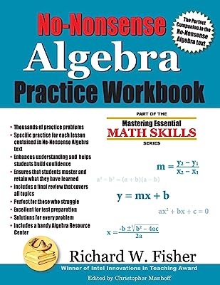 Book Cover No-Nonsense Algebra Practice Workbook: Part of the Mastering Essential Math Skills Series