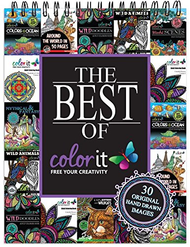 Book Cover The Best of ColorIt Adult Coloring Book - Features 30 Original Hand Drawn Designs Printed on Artist Quality Paper with Hardback Covers, Spiral Binding, Perforated Pages, and Bonus Blotter by ColorIt