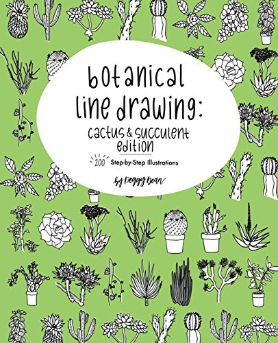Book Cover Botanical Line Drawing: Cactus & Succulent Edition: 200 Step-by-Step Illustrations