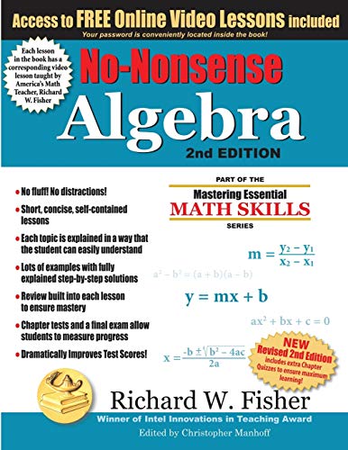 Book Cover No-Nonsense Algebra, 2nd Edition: Part of the Mastering Essential Math Skills Series