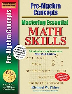 Book Cover Pre-Algebra Concepts 2nd Edition, Mastering Essential Math Skills: 20 minutes a day to success
