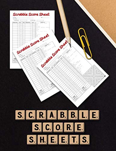 Book Cover Scrabble Score Sheet: Scrabble Game Record Book, Scrabble Score Keeper, Scrabble Score Pad for 2 players