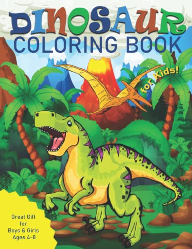 Book Cover Dinosaur Coloring Book for Kids: Great Gift for Boys & Girls, Ages 4-8