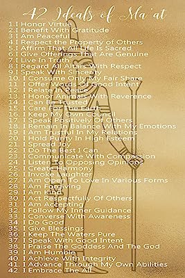 Book Cover 42 Ideals of Ma'at: Sacred Positive Confessions Gold Softcover Lined Writing Journal Notebook Diary | Ancient Egyptian Goddess Spiritual & Moral Affirmations | 100 Cream Pages | Divine Kemetism