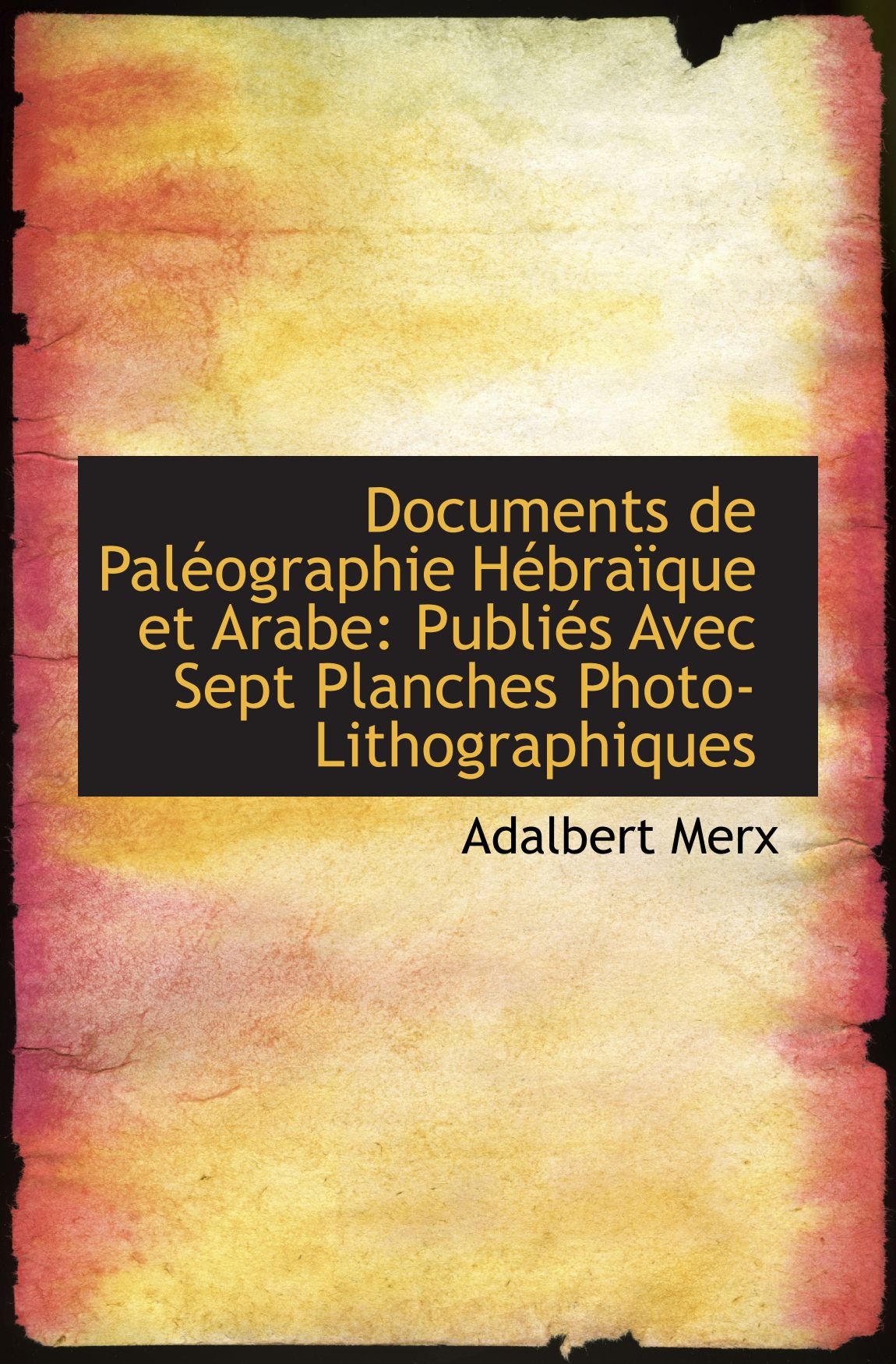 Documents de Paléographie Hébraïque et Arabe: Publiés Avec Sept Planches Photo-Lithographiques