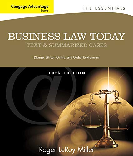 Book Cover Cengage Advantage Books: Business Law Today, The Essentials: Text and Summarized Cases