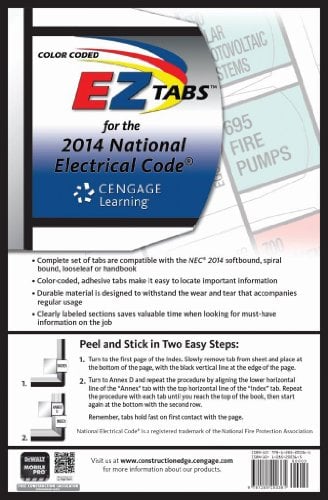 Book Cover Color Coded EZ Tabs for the 2014 National Electrical Code
