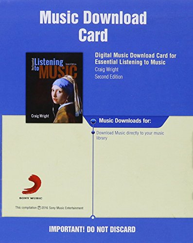 Digital Music Downloads Printed Access Card for Wright's The Essential Listening to Music, 2nd