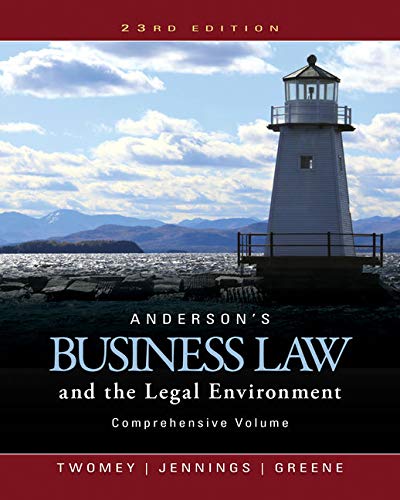 Book Cover Anderson's Business Law and the Legal Environment, Comprehensive Volume