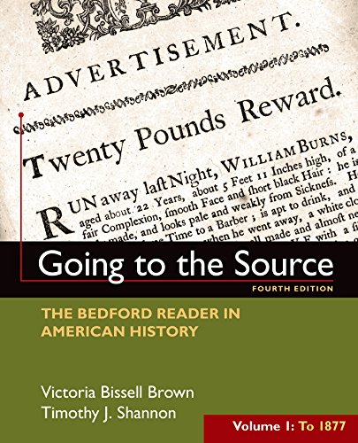 Book Cover Going to the Source, Volume I: To 1877: The Bedford Reader in American History