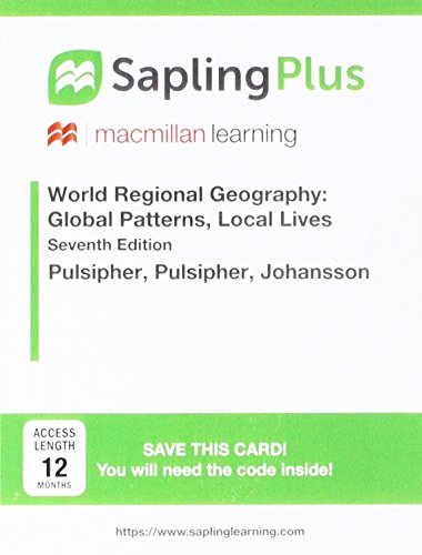 Book Cover Saplingplus for Pulsipher's World Regional Geography With Subregions, Six Month Access