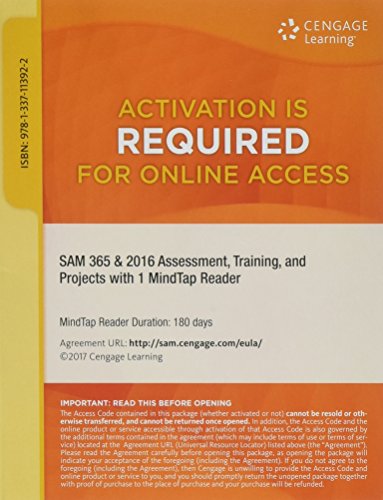 Book Cover SAM 365 & 2016 Assessments, Trainings, and Projects Printed Access Card with Access to 1 MindTap Reader for 6 months