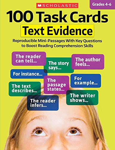Book Cover 100 Task Cards: Text Evidence: Reproducible Mini-Passages with Key Questions to Boost Reading Comprehension Skills