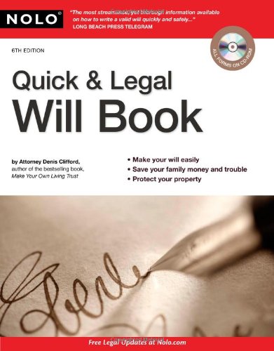 Book Cover Quick & Legal Will Book