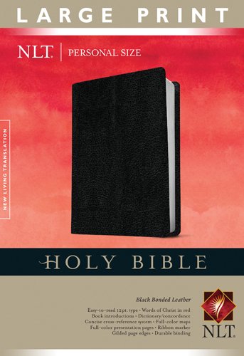 Book Cover Holy Bible NLT, Personal Size Large Print edition (Red Letter, Bonded Leather, Black)