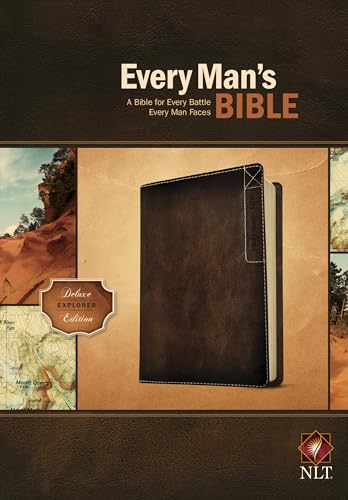 Book Cover Every Man's Bible: New Living Translation, Deluxe Explorer Edition (LeatherLike, Brown) - Study Bible for Men with Study Notes, Book Introductions, and 44 Charts