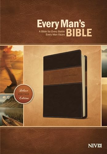 Book Cover Every Man's Bible NIV, Deluxe Heritage Edition, TuTone (LeatherLike, Brown/Tan) â€“ Study Bible for Men with Study Notes, Book Introductions, and 44 Charts