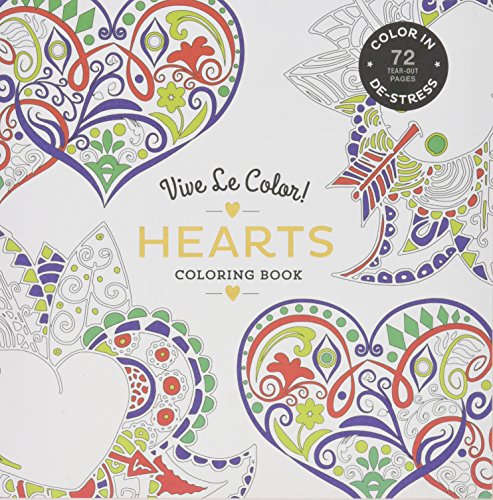 Book Cover Vive Le Color! Hearts (Adult Coloring Book): Color In; De-stress (72 Tear-out Pages)