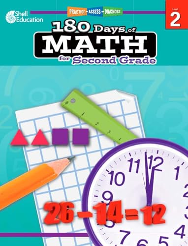 Book Cover Shell Education Practice, Assess, and Diagnose: 180 Days of Math, Grade 2