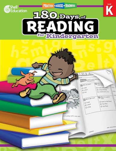 Book Cover 180 Days of Reading: Grade K - Daily Reading Workbook for Classroom and Home, Sight Word and Phonics Practice, Kindergarten School Level Activities Created by Teachers to Master Challenging Concepts