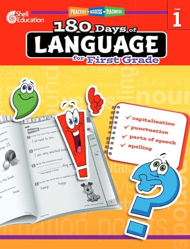 Book Cover 180 Days of Language for First Grade - Build Grammar Skills and Boost Reading Comprehension Skills with this 1st Grade Workbook (180 Days of Practice)