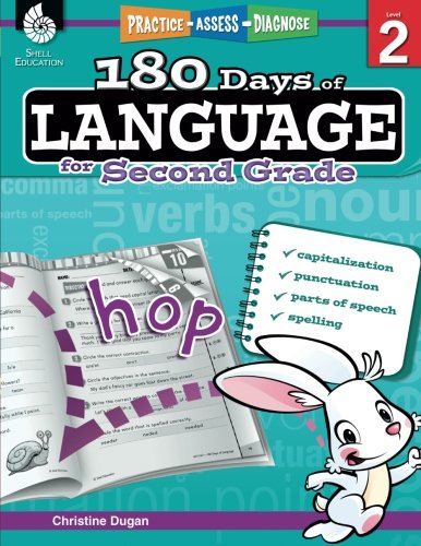 Book Cover 180 Days of Language for Second Grade – Build Grammar Skills and Boost Reading Comprehension Skills with this 2nd Grade Workbook (180 Days of Practice)