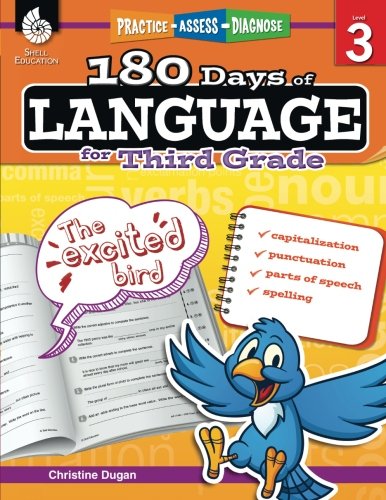 Book Cover 180 Days of Language for Third Grade - Build Grammar Skills and Boost Reading Comprehension Skills with this 3rd Grade Workbook (180 Days of Practice)