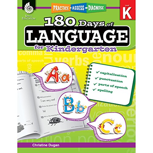 Book Cover 180 Days of Language for Kindergarten - Build Grammar Skills and Boost Reading Comprehension Skills with this Kindergarten Workbook (180 Days of Practice)