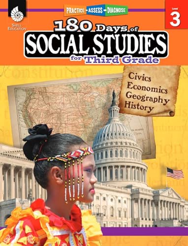 Book Cover 180 Days of Social Studies: Grade 3 - Daily Social Studies Workbook for Classroom and Home, Cool and Fun Civics Practice, Elementary School Level History Activities Created by Teachers