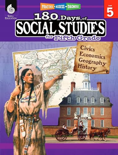 Book Cover 180 Days of Social Studies: Grade 5 - Daily Social Studies Workbook for Classroom and Home, Cool and Fun Civics Practice, Elementary School Level ... Created by Teachers (180 Days of Practice)