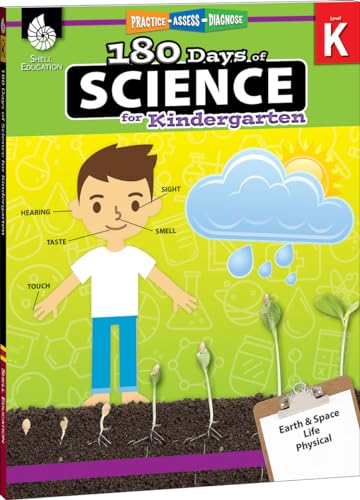 Book Cover 180 Days of Science: Grade K - Daily Science Workbook for Classroom and Home, Cool and Fun Interactive Practice, Kindergarten School Level Activities ... Challenging Concepts (180 Days of Practice)