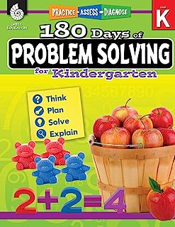 Book Cover 180 Days of Problem Solving for Kindergarten - Build Math Fluency with this Kindergarten Math Workbook (180 Days of Practice)