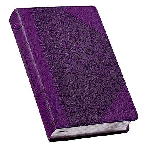 Book Cover KJV Holy Bible, Giant Print Standard Bible, Purple Faux Leather Bible w/Ribbon Marker, Red Letter Edition, King James Version