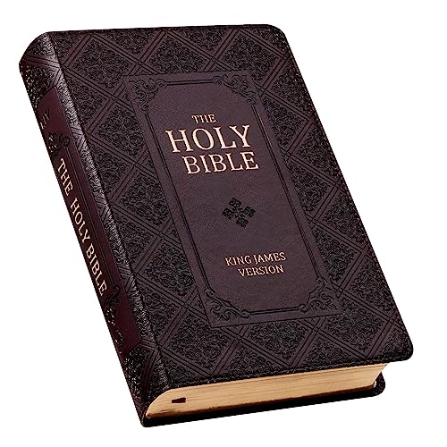 Book Cover KJV Holy Bible, Giant Print Standard Size Faux Leather Red Letter Edition - Thumb Index & Ribbon Marker, King James Version, Dark Brown