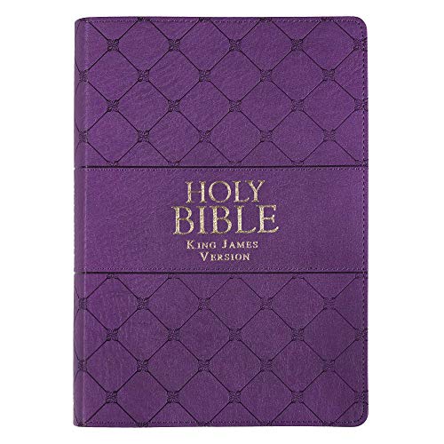 Book Cover KJV Holy Bible, Super Giant Print Bible, Purple Faux Leather Bible w/Ribbon Marker, Red Letter Edition, King James Version