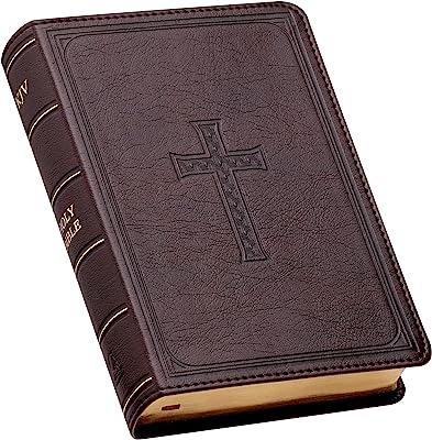 Book Cover KJV Holy Bible, Large Print Compact, Dark Brown Faux Leather w/Ribbon Marker, Red Letter, King James Version