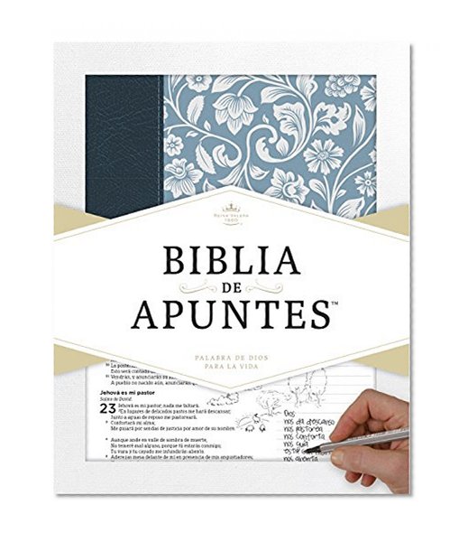 Book Cover RVR 1960 Biblia de apuntes - Azul - Piel genuina y tela impresa (Spanish Edition)