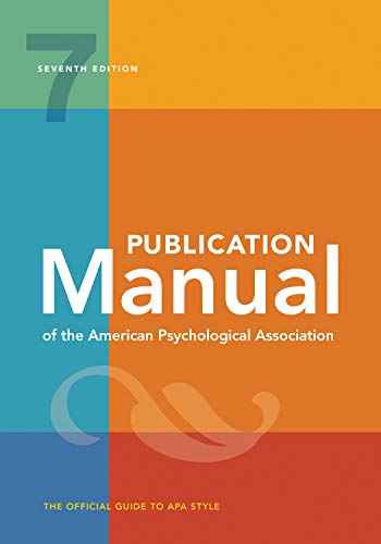 Book Cover Publication Manual of the American Psychological Association: 7th Edition, 2020 Copyright