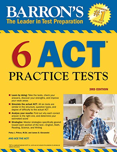 Book Cover Barron's 6 ACT Practice Tests, 3rd Edition (Barron's Test Prep)