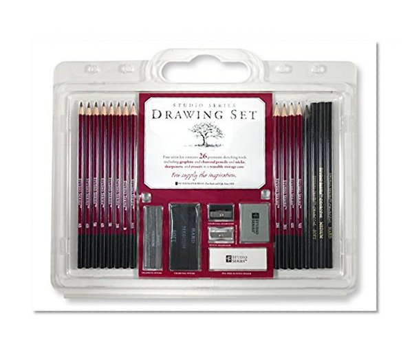 Book Cover Studio Series 26-Piece Sketch & Drawing Pencil Set (Artist's Pencil and Charcoal Set)