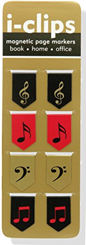 Book Cover Music i-clips Magnetic Page Markers (Set of 8 Magnetic Bookmarks)