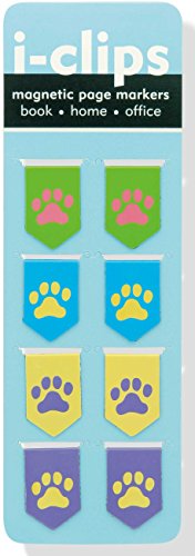 Book Cover Pawprints i-clips Magnetic Page Markers (Set of 8 Magnetic Bookmarks)