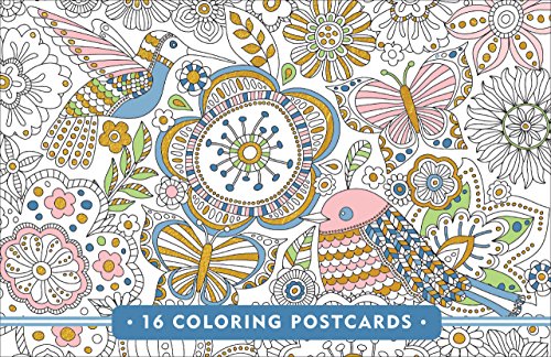 Book Cover Blooms, Birds, & Butterflies Coloring Postcards (gold foil on every card!)
