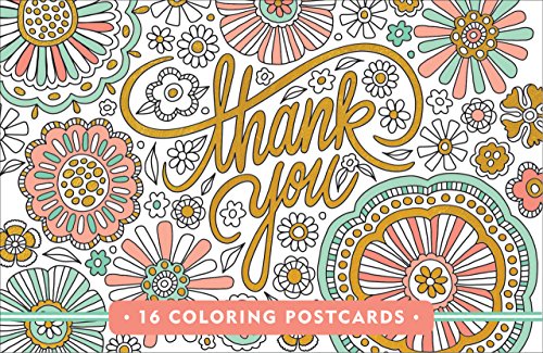Book Cover Thank You Coloring Postcards (gold foil on every card!)