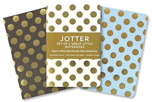 Book Cover Jotter Mini Notebooks for Bullet Journaling -- Gold Dots (3-pack) (Interior Dot-Grid Pattern)