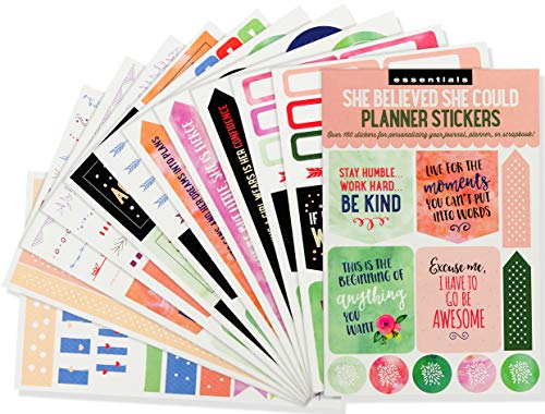 Book Cover Essential Weekly Planner Stickers - She Believed She Could (Set of 160 Stickers)