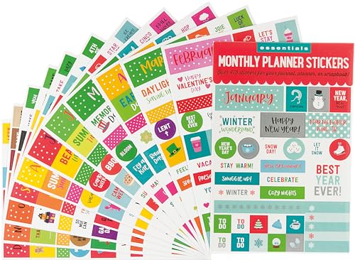 Book Cover Essentials Month By Month Planner Stickers (set of 475 stickers)