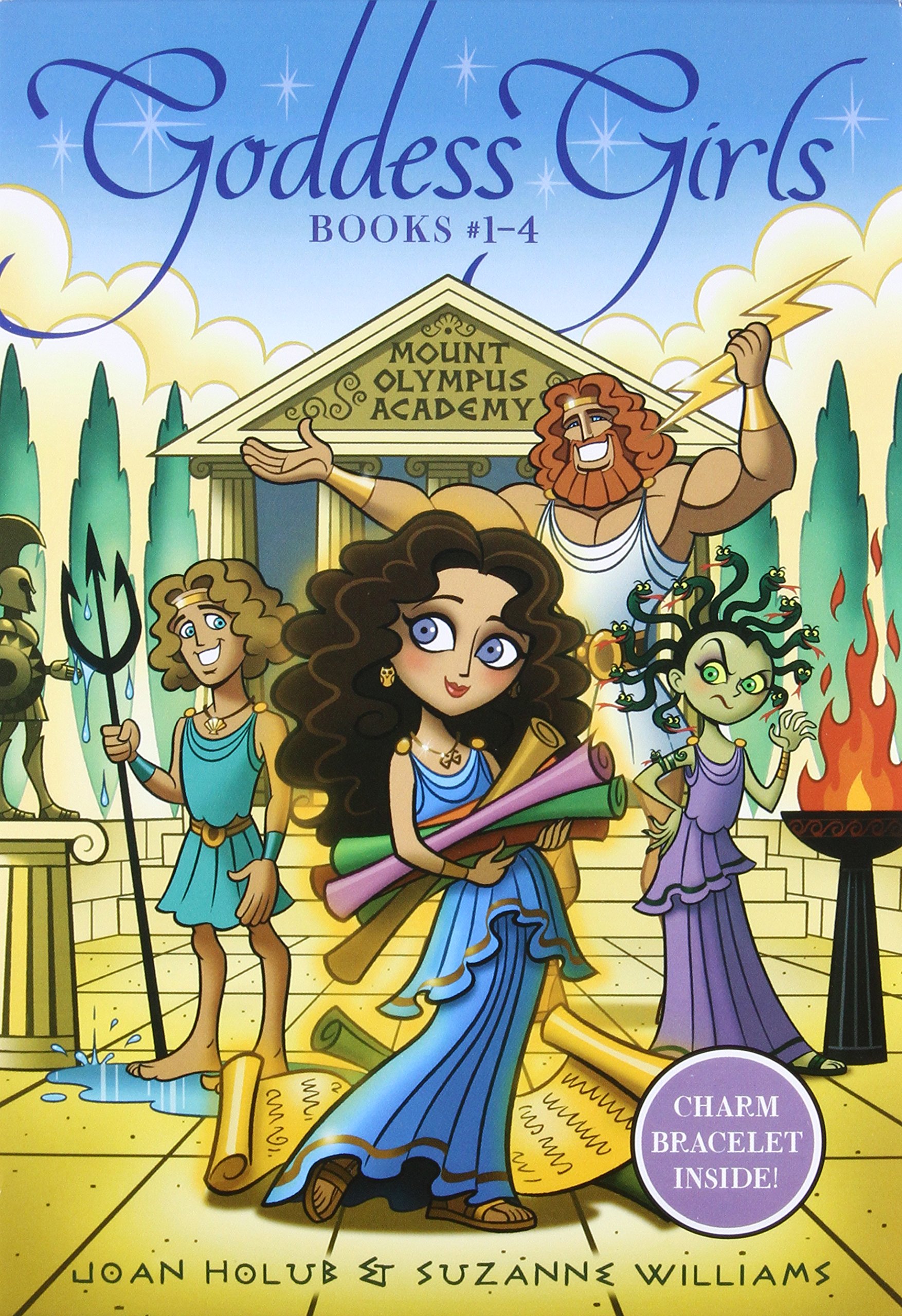 Book Cover Goddess Girls Books #1-4 (Charm Bracelet Inside!): Athena the Brain; Persephone the Phony; Aphrodite the Beauty; Artemis the Brave