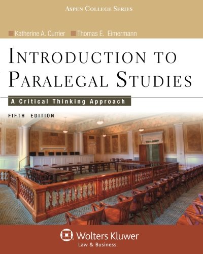 Book Cover Introduction to Paralegal Studies: A Critical Thinking Approach, Fifth Edition (Aspen College)