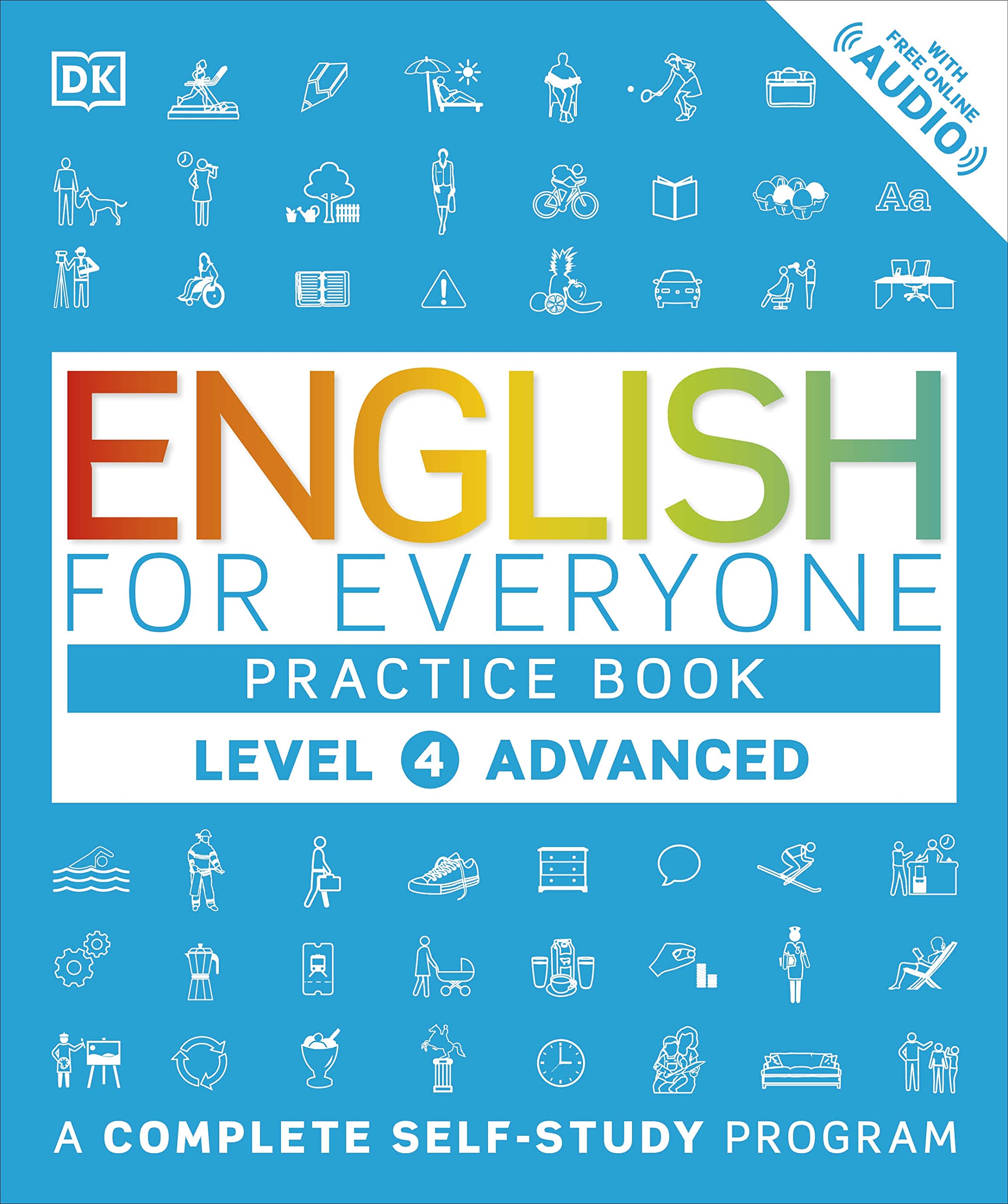 Book Cover English for Everyone: Level 4 Practice Book - Advanced English: ESL Workbook, Interactive English Learning for Adults